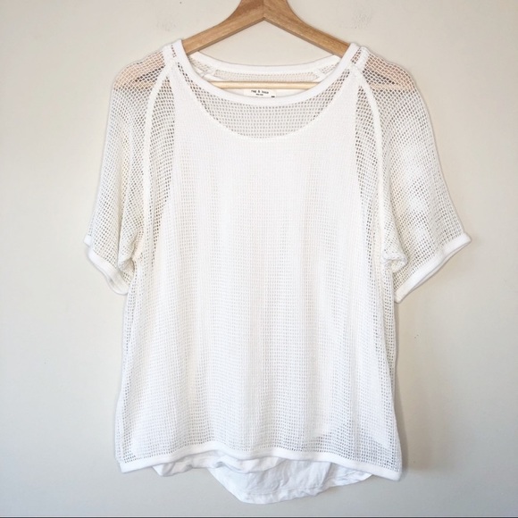 rag & bone Tops - rag & bone double layer mesh tee white size large
